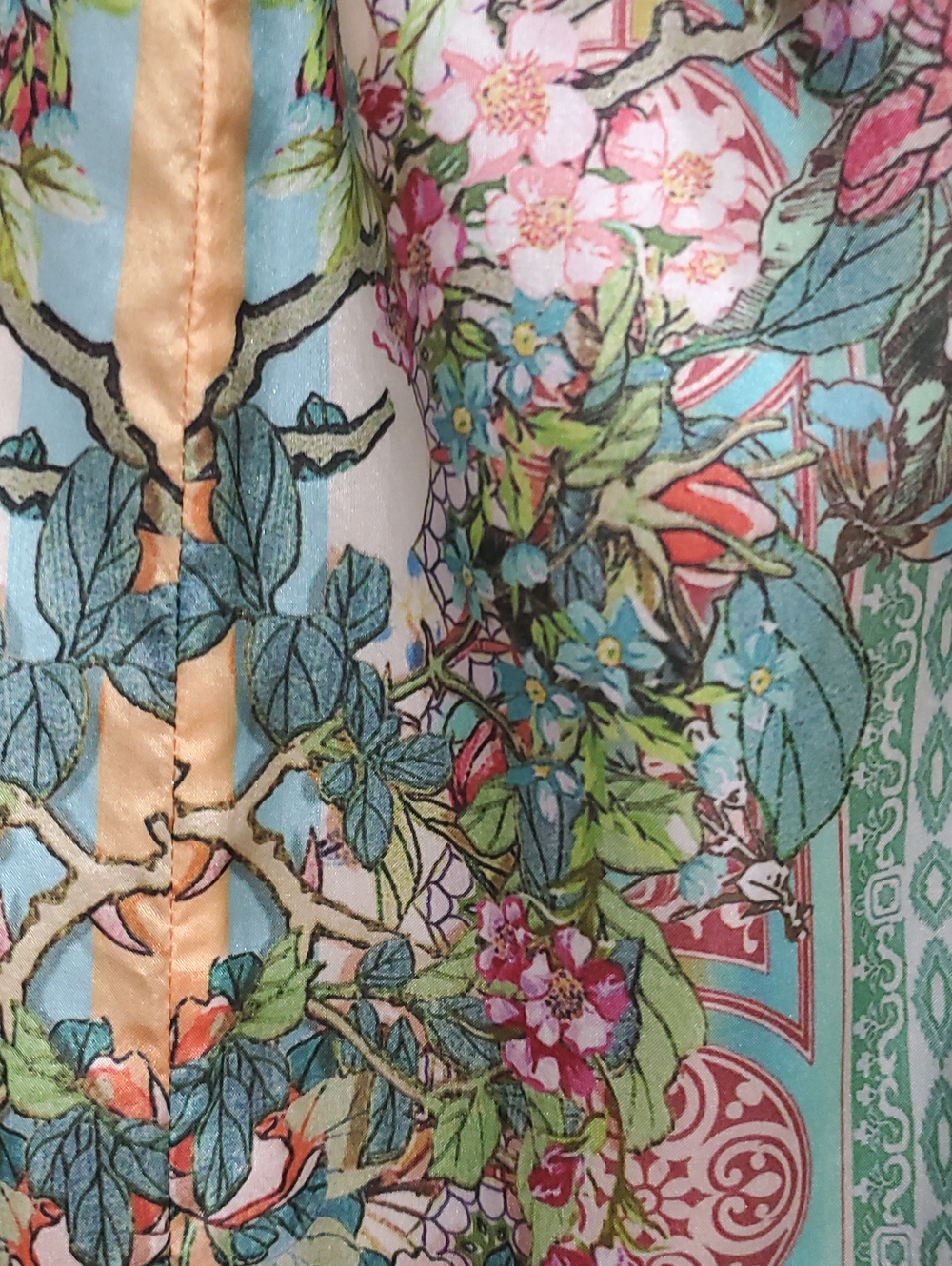 Johnny Was Cream Maxi Skirt with Pink, Blue & Green Floral Panels - Picture 6 of 11
